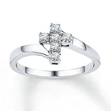 Pre-Owned Jared 1/5 ct Diamond Cross Ring in Sterling Silver