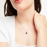 Kay Oval Lab Grown Blue Sapphire Solitaire Pendant Necklace in Sterling Silver