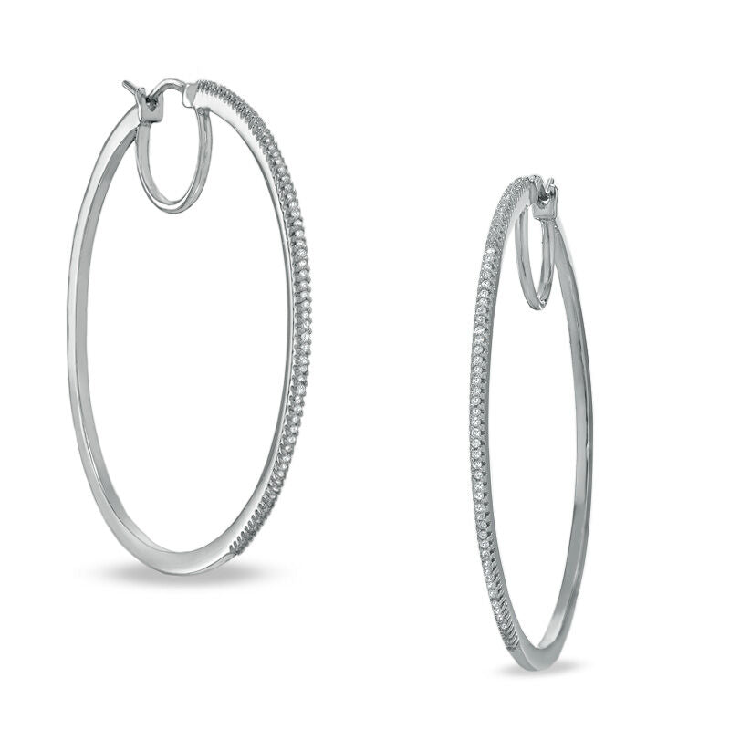 Sterling Silver Hoop Earrings Zales Zales Brushed Oval Hoop