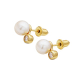 Maris 18k Gold Vermeil 0.143ct tw Lab-Grown Diamond and Cultured Pearl Earring