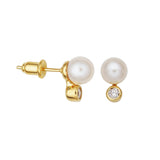 Maris 18k Gold Vermeil 0.143ct tw Lab-Grown Diamond and Cultured Pearl Earring