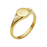 Grace 18k Gold Vermeil 0.1ct tw Lab-Grown Diamond Signet Ring