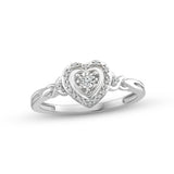 Pre-Owned Kay 1/15ct tw Round-cut Diamond Heart Promise Ring in Sterling Silver