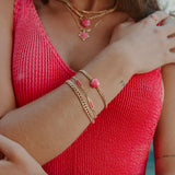 Blake Hot Pink Inlay Bracelet in Hot Pink Chalcedony