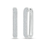 Pre-Owned Kay 1/2ct tw Diamond Paperclip Hoop Earrings in Sterling Silver