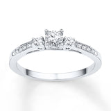 Pre-Owned Kay 1/6ct tw Diamond Three-Stone Promise Ring in 10k White Gold