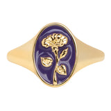 Enamel Birth Flower Signet Ring