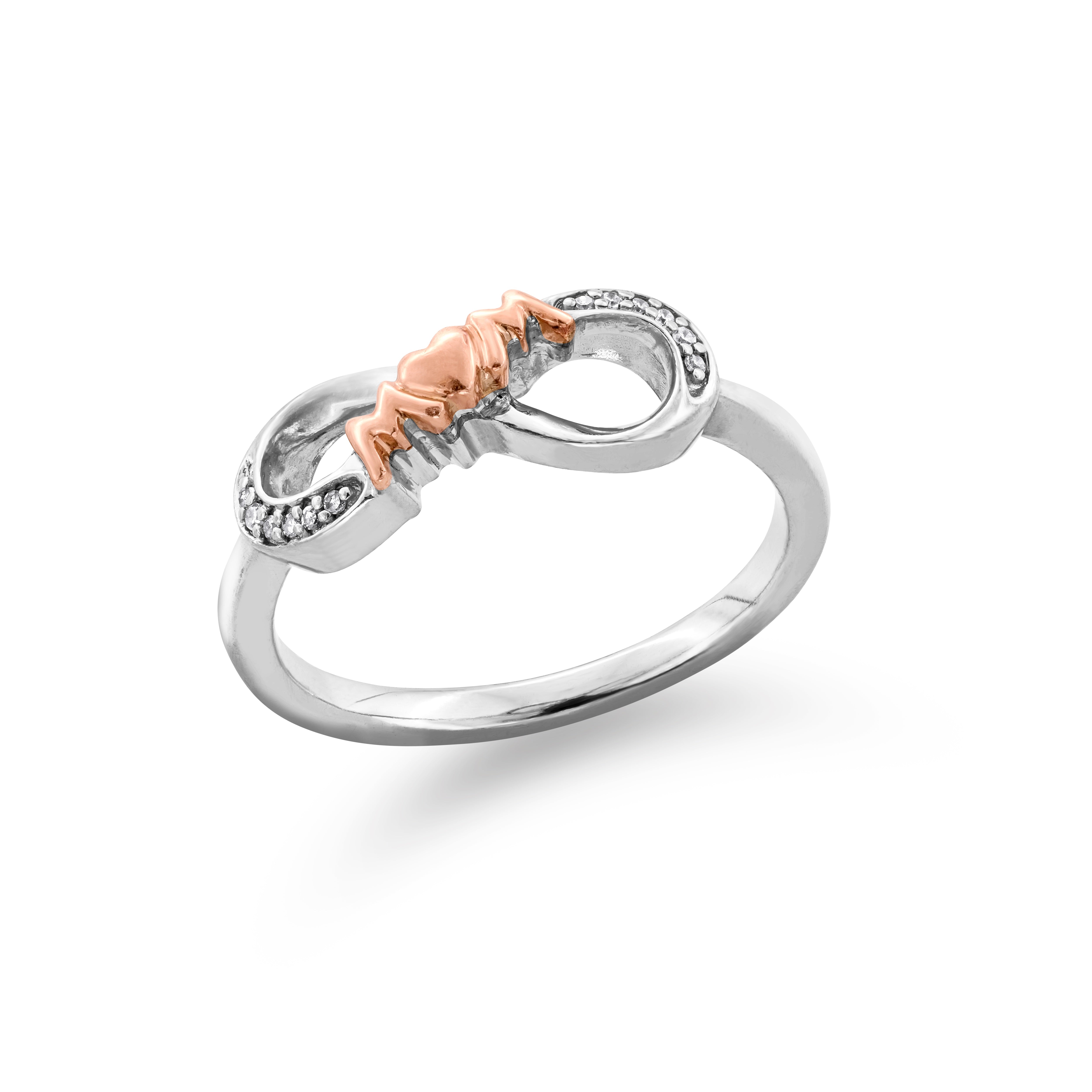 Pre-Owned Kay Diamond Accent Infinity Mom Ring in 10k Rose Gold