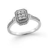 Pre-Owned Kay 1/4 ct tw Round-cut Diamond Long Cushion Ring in Sterling Silver