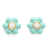 Petal Puff Studs in Light Blue