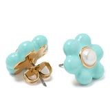 Petal Puff Studs in Light Blue