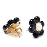 Petal Puff Studs in Black Multi