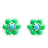Petal Puff Studs in Green Multi
