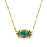 Elisa Pendant Necklace in Bronze Veined Green Malachite