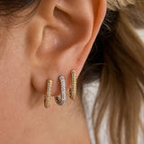 Pave Chain Link Huggies in Silver