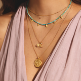 Lotus Moon Charm Pendant Necklace