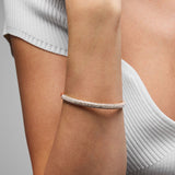 Blake Half-Pave Hinged Bangle in Rose Gold