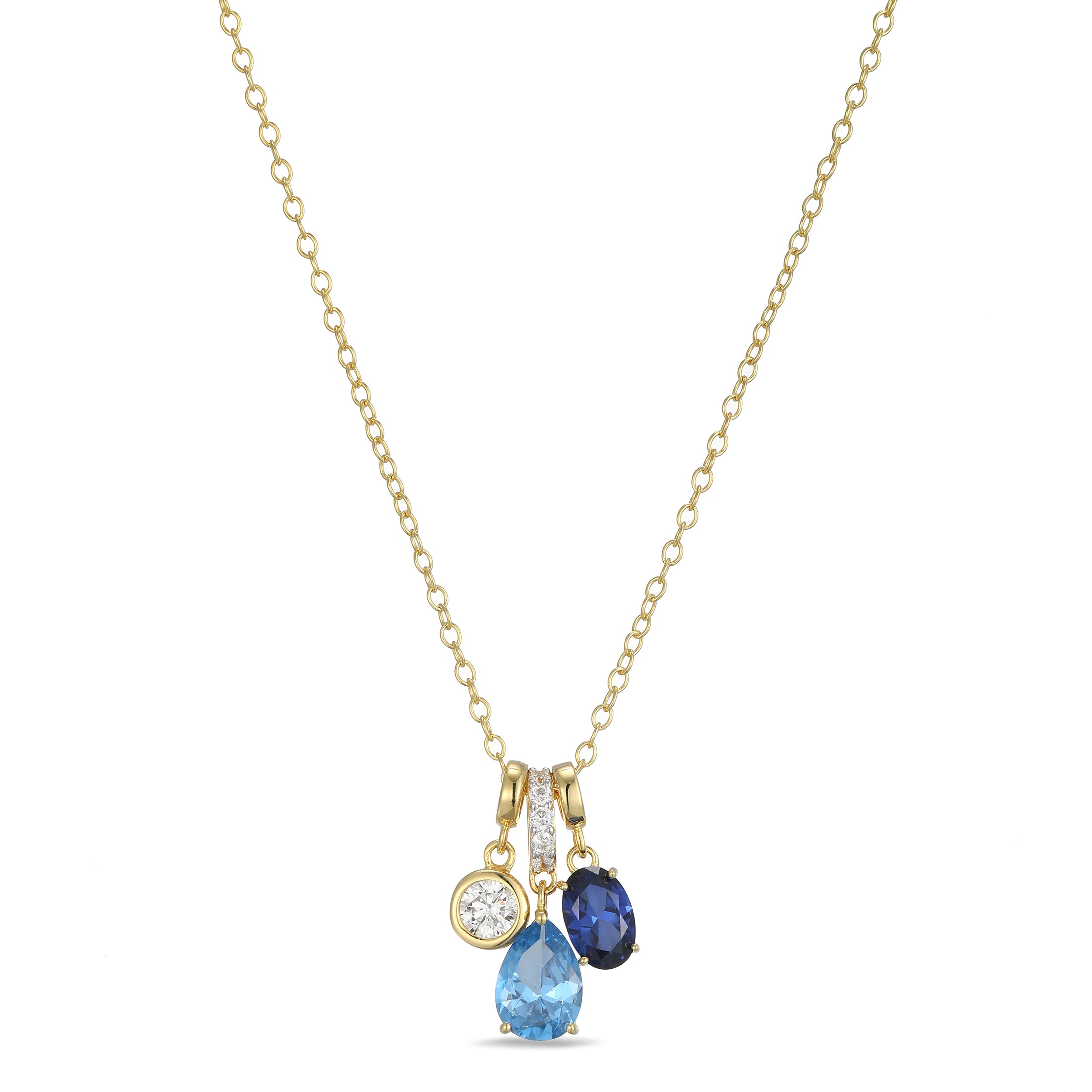 Blue Lab Grown Sapphire, Blue Topaz Lab-Grown Diamond Pendant