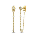 Lab-Grown Diamond Front-Back Chain Dangle Earrings 1/8ct tw 24K Yellow Gold Vermeil Sterling Silver