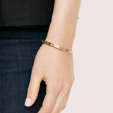 Set Stone Hinged Bangle in Gold Plating & Clear