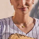Softball Short Pendant Necklace in Gold & Chartreuse Magnesite