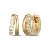Lab-Grown Diamond Double-Row Split Huggie Hoop Earrings 1/5 ct tw 24K Yellow Gold Vermeil Sterling Silver