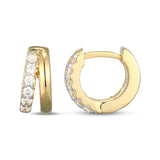 Lab-Grown Diamond Double-Row Split Huggie Hoop Earrings 1/5 ct tw 24K Yellow Gold Vermeil Sterling Silver