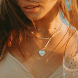 Vivian Heart Pendant Necklace in Mother of Pearl