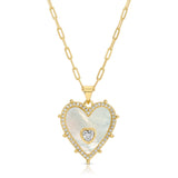 Vivian Heart Pendant Necklace in Mother of Pearl