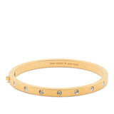 Set Stone Hinged Bangle in Gold Plating & Clear