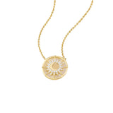 Sunlit Crescent Pendant Necklace in Mother of Pearl & Gold