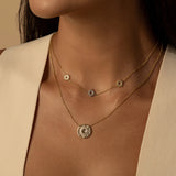 Sunlit Crescent Pendant Necklace in Mother of Pearl & Gold