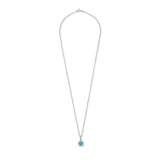 Zales Cushion Cut Blue Topaz & White Sapphire Pendant Necklace in Sterling Silver