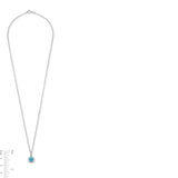 Zales Cushion Cut Blue Topaz & White Sapphire Pendant Necklace in Sterling Silver