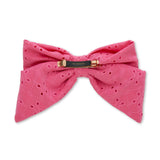 Natalia Eyelet Bow Barrette in Pink
