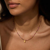 Pink Tourmaline Heart Choker