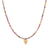 Pink Tourmaline Heart Choker