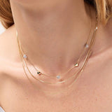 Lev Mini Pave Heart Station Necklace