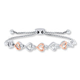 Pre-Owned Kay 1/20ct tw Diamond Bolo Bracelet in Sterling Silver & 10K Rose Gold