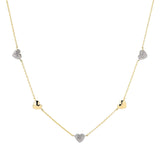 Lev Mini Pave Heart Station Necklace
