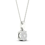 Pre-Owned Kay 1/10 ct tw Round-Cut Diamond Halo Necklace in 10K White Gold