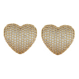 Puffy Pave Heart Hoops