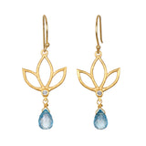 Lotus Drop Earrings in London Blue Topaz