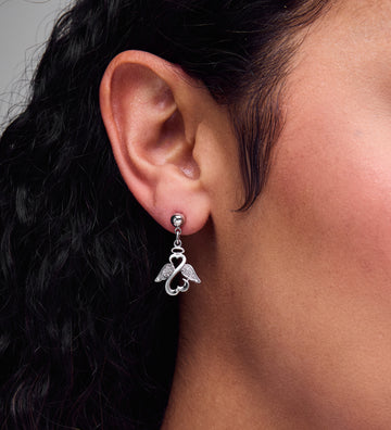 Pre-Owned Kay Diamond Accent Angel Earrings in Sterling Silver