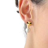 Spade Flower Drop Earrings in Gold