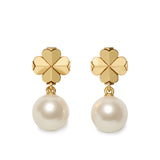 Spade Flower Drop Earrings in Gold