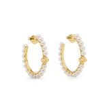 Spade Flower Hoops in Gold