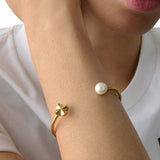 Spade Flower Cuff in Gold