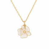 Golden Bloom Flower Pendant in White