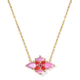 Abbie Crystal Short Pendant Necklace in Red Mix